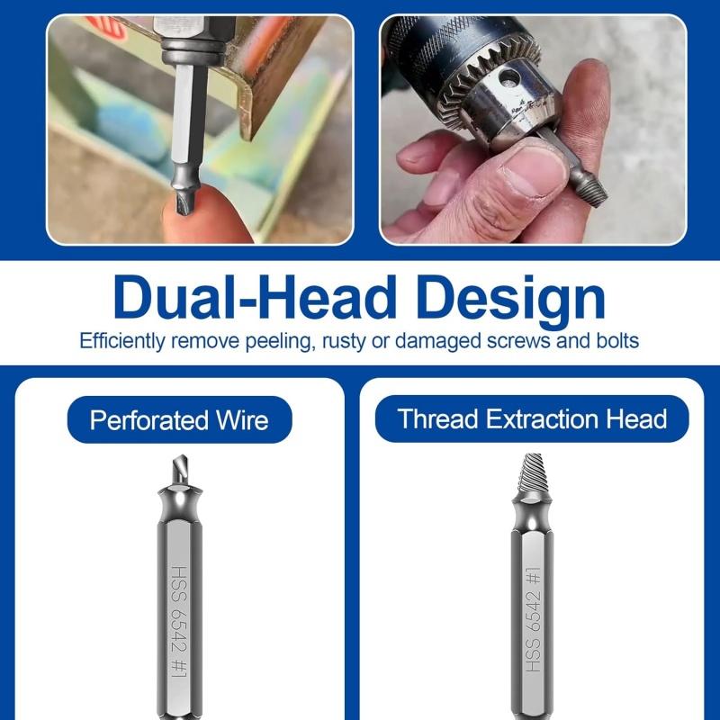 9pcs/set Damaged Screw Extractor Remover & Twist Drill Bit for Stripped Screws