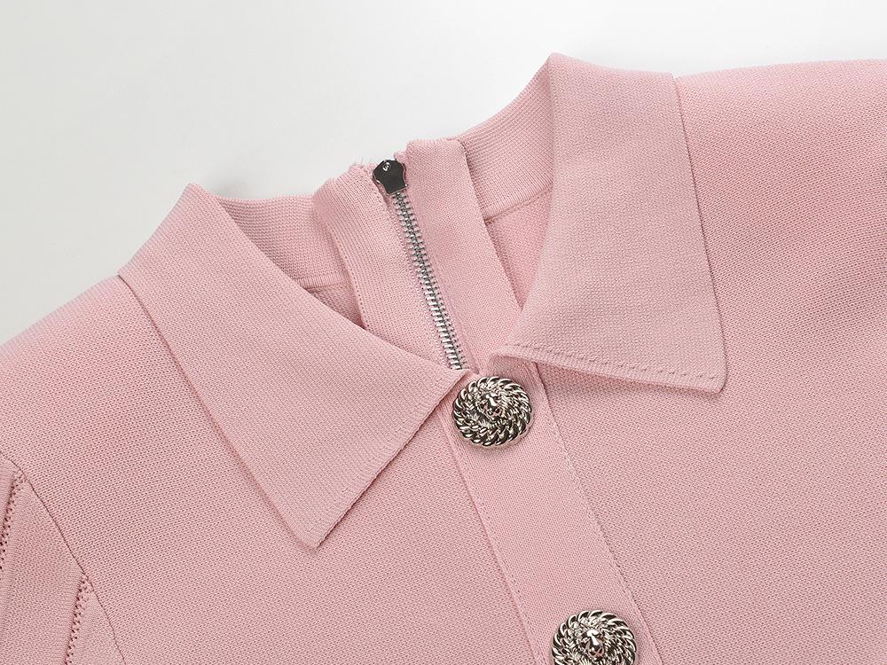 2026 European & American Coco-Inspired Knit Dress: Short Sleeve, A-Line Skirt, French Lapel