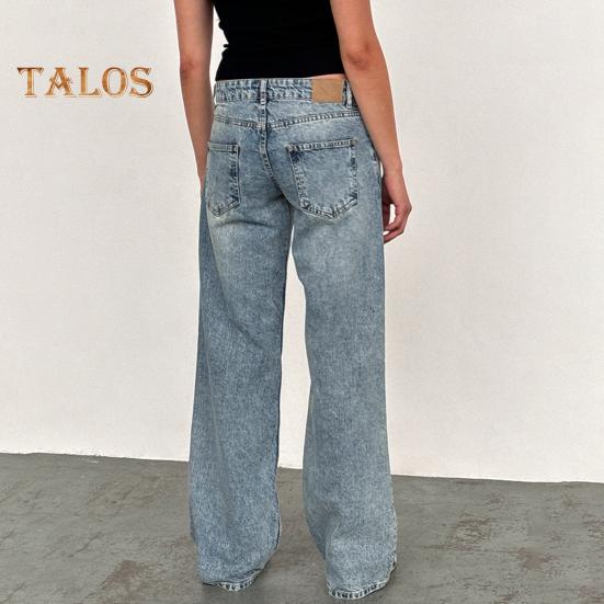 Damenhose mit Taschen, niedrige Taille, gerades, weites Bein, Knopf-/Reißverschluss, lange Hose für den Alltag und Reisen