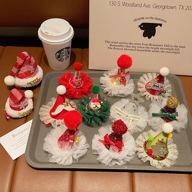 

Рождественская 3D шапка для девочек, заколка для волос, праздничная одежда для девочек, аксессуары для волос, детские рождественские головные уборы, детские заколки для волос, аксессуары