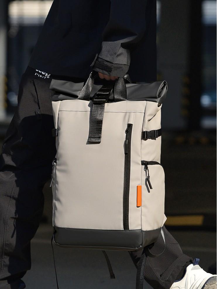 Men's Color-Blocked Roll-Top Backpack: Large Capacity & Multi-functional with Custom Logo Options