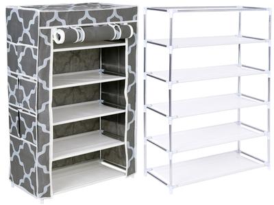 Textile Shoe Cabinet Mona Morocco Grey-White