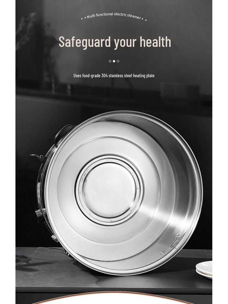 Multi-Layer Stainless Steel Electric Steamer for Household Use - Large Capacity with Steaming Rack for Buns