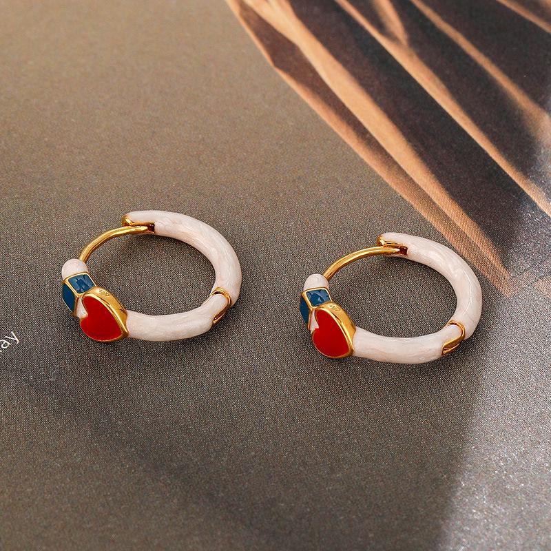 Bunte Tropföl-Herzohrringe: Elegante Schlichte Vielseitige Ohrclips