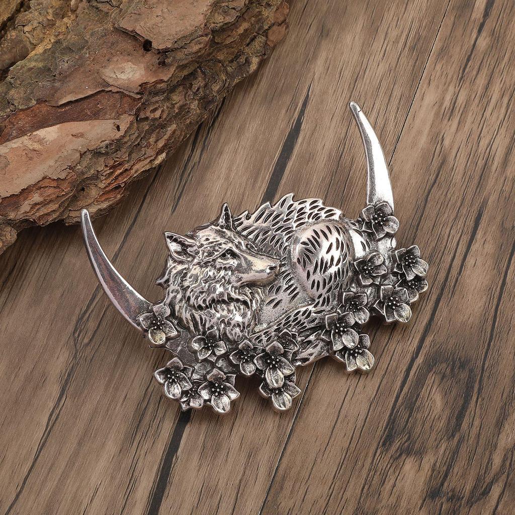 Viking Retro Moon Wolf Hair Clip - Trendy Norwegian Style Party Jewelry
