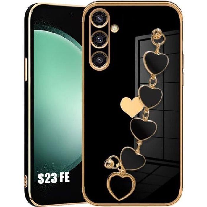 Coque - Samsung - Galaxy S23 FE - Antichoc - Bracelet Cœur - Motif Amour Plaqué Noir