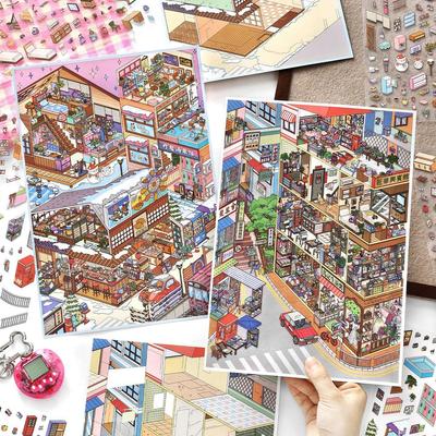 PaperMore 3D Landscape Stickers: DIY Corner Scene, Children's Journal Decompression Toy