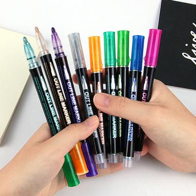 12/24/36 buc. Marker cu contur strălucitor Etichetă cadou DIY Felicitari Proiecte de artă Copii Desen Pictură Doodle Metalic Linie dublă Glitter Liquid