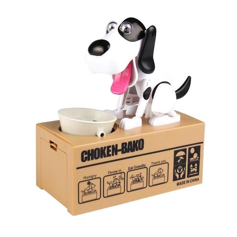 

Piggy Coin Electric Bank Money Stealing Dog Savings Box Cartoon Puppy Gift Toy Black White