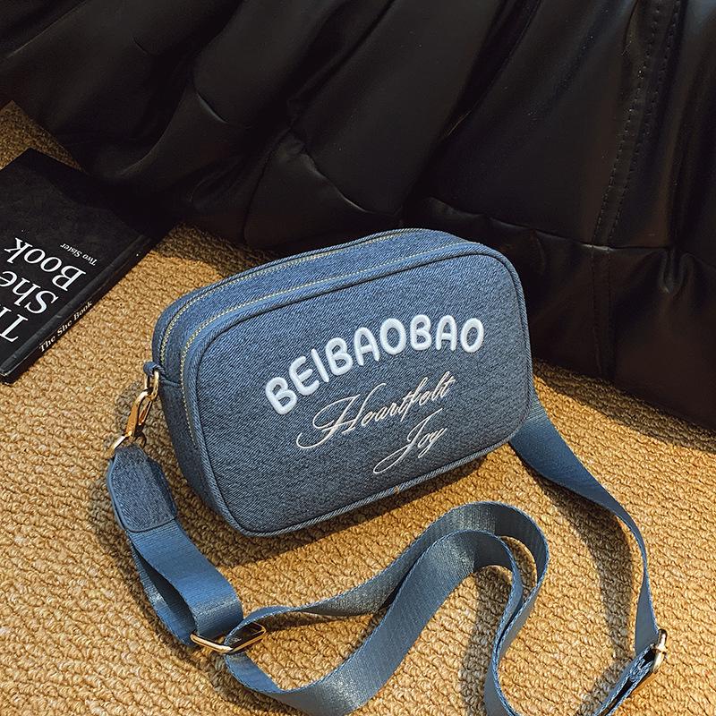 2025 Women's Embroidered Canvas Camera Bag - Small Square Crossbody with Wide Shoulder Strap for Phone & Commute