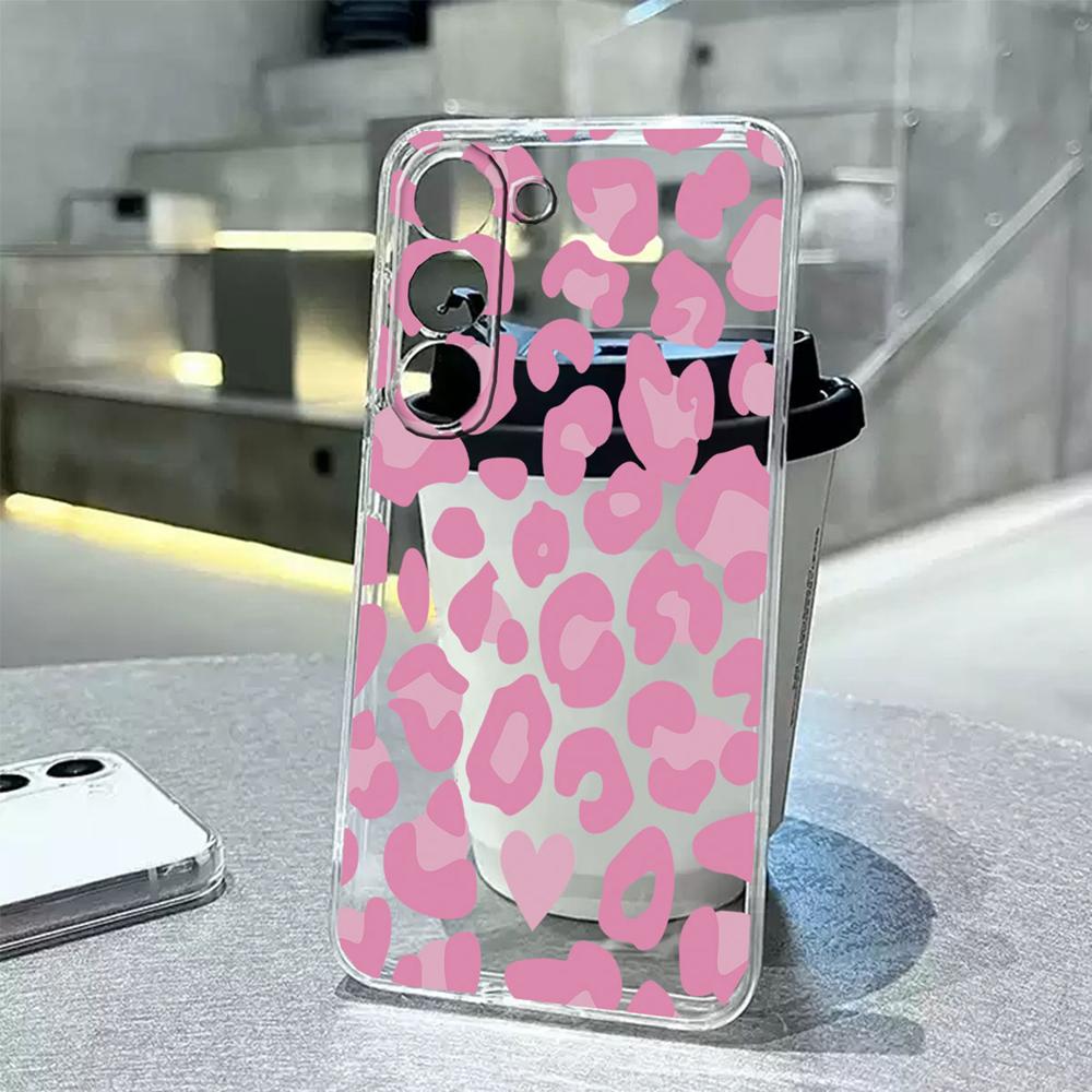 Artistic Blue Marble Black Leopard Print Phone Case For Samsung M33 M35 M34 M13 M14 M15 M53 M54 M55 M23 Clear Transparent Cover