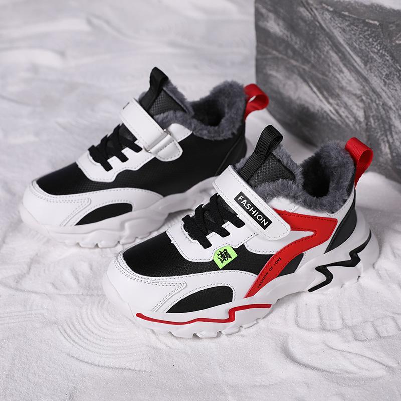 2025 Gorące Zimowe Buty Sportowe Dziecięce Plus Ciepłe Sneakersy Dziecięce Lekkie Outdoorowe Śniegowce do Kostki Chłopcy Zimowe Buty do Biegania