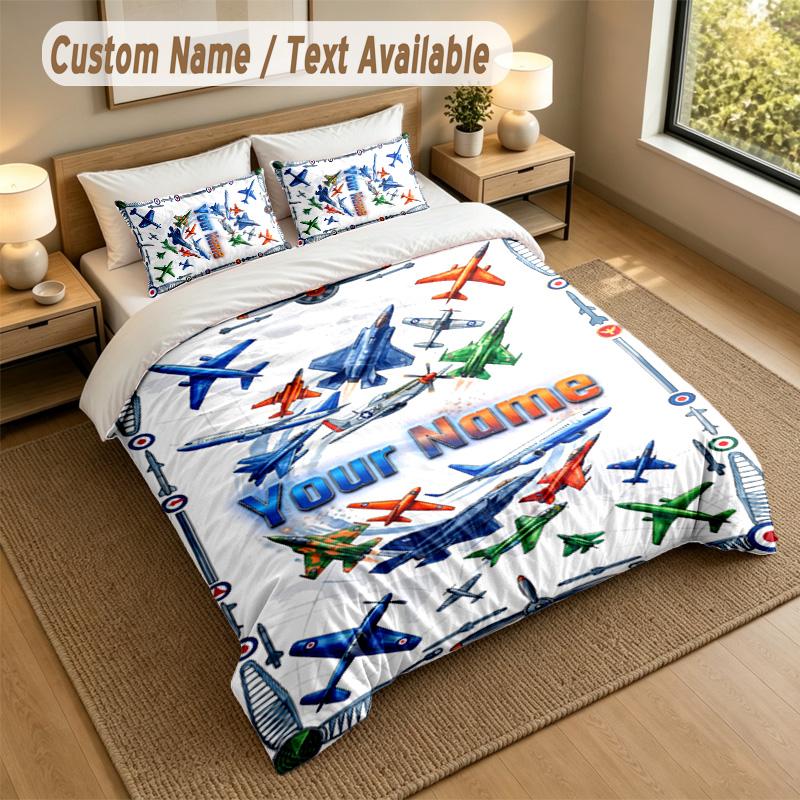 Adventure Journey Theme Personalized 3Pcs Bedding Set Custom Text & Name 1 Sheet 2 Pillowcases Household Bedding 1pc