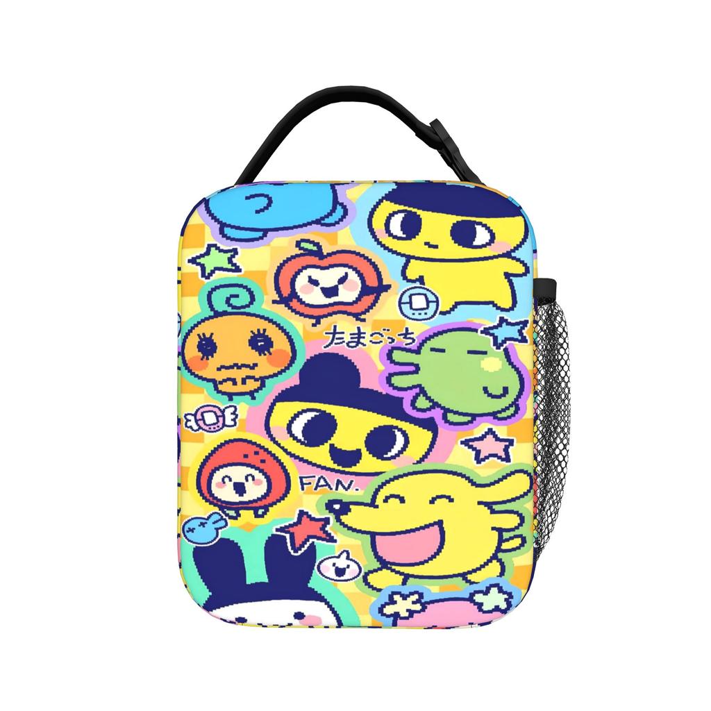 Tamagotchi Lunch Bag Cute Outdoor Picnic Lunch Box Print Portable Thermal Tote Handbags