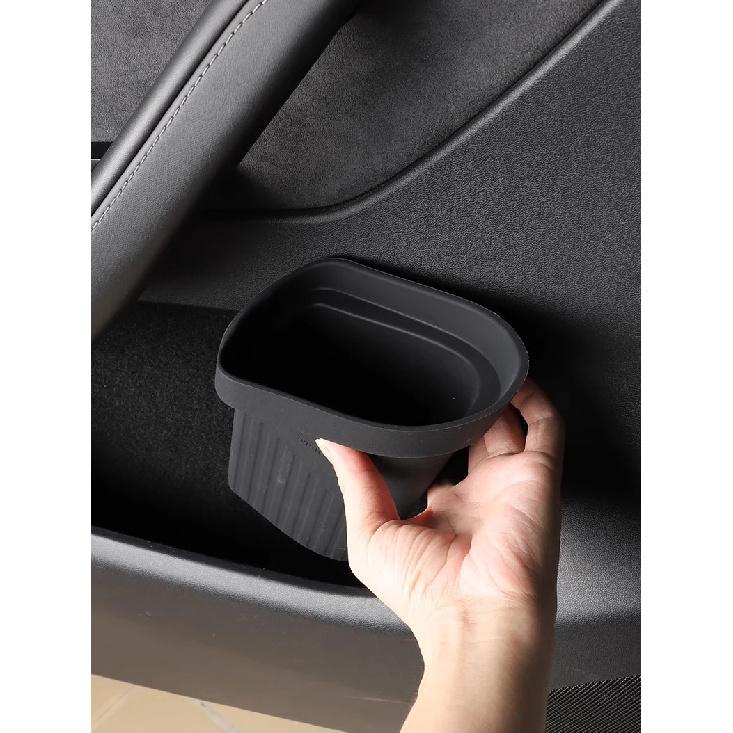 For Tesla Model Y 2025 Car Door Trash Can Silicone Door Storage Box Waterproof Garbage Can 2024 Model 3 Car Accessories