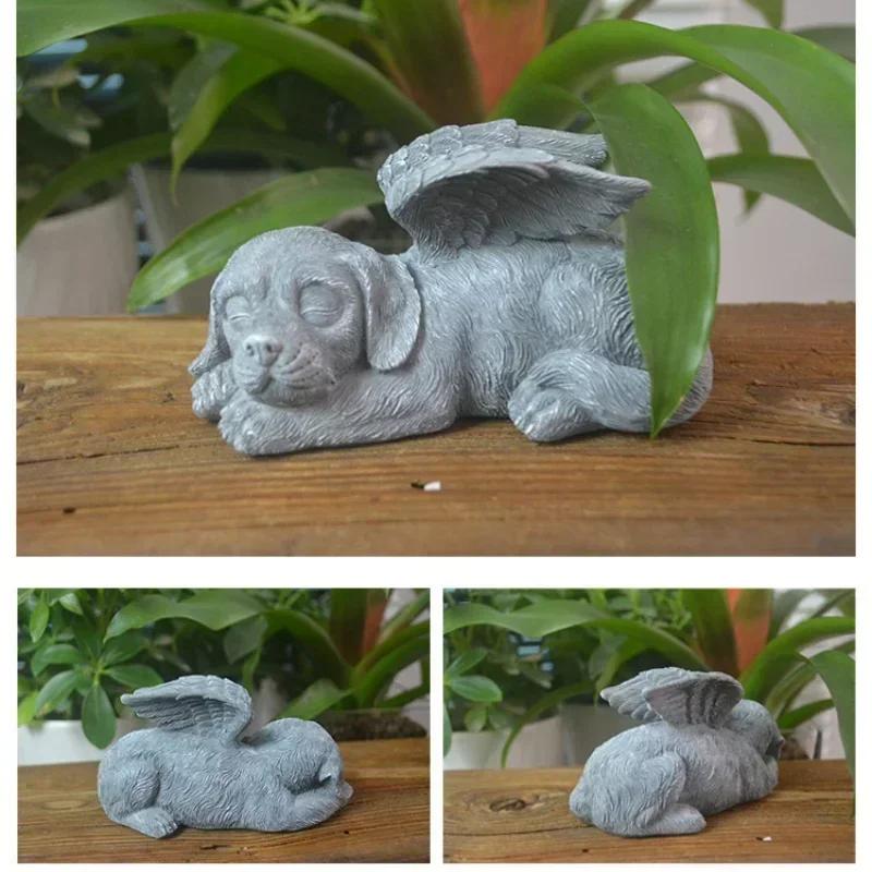 Resin Dog Angel Pet Memorial Gifts Grave Marker Tribute Statue Cat Dog Memorial Statue Modern Home Goods Miniature Deck Decor