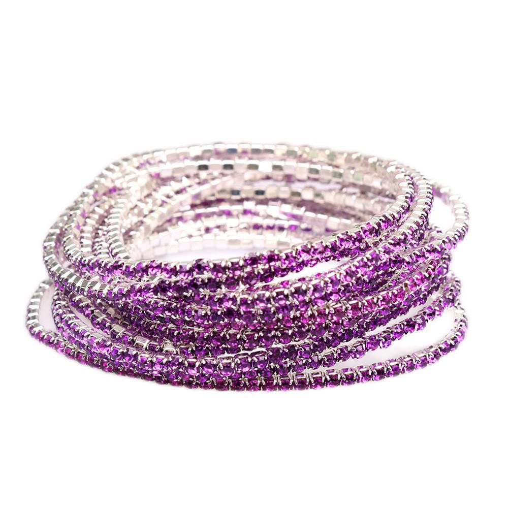European & American Style Colorful Zircon Diamond Elastic Tennis Bracelet