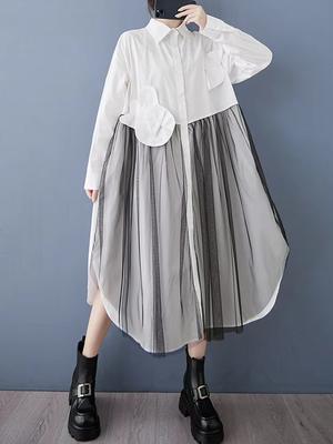 Patchwork Mesh Irregular Dress GMM1192