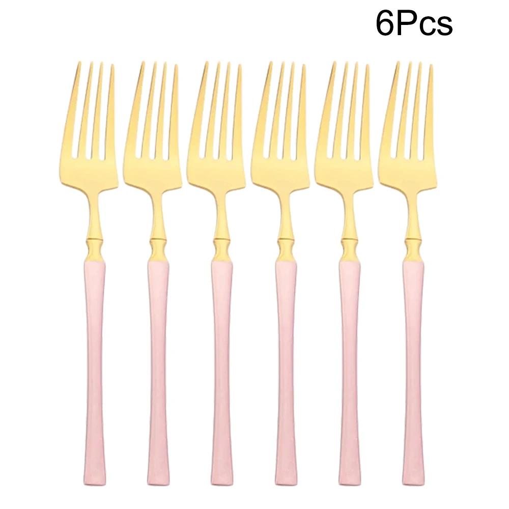 6Pcs Mirror Dinner Forks Cutlery Blakc Stainless Steel Fork Flatware Kitchen Silverware Western Dinnerware Restaurant Fork Set