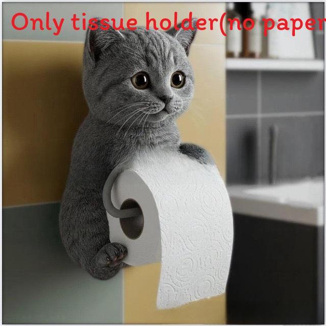 Cat Paper Holder Resin Cute Cat Design Wall Mount Tissue Dispenser For Bathroom Decor