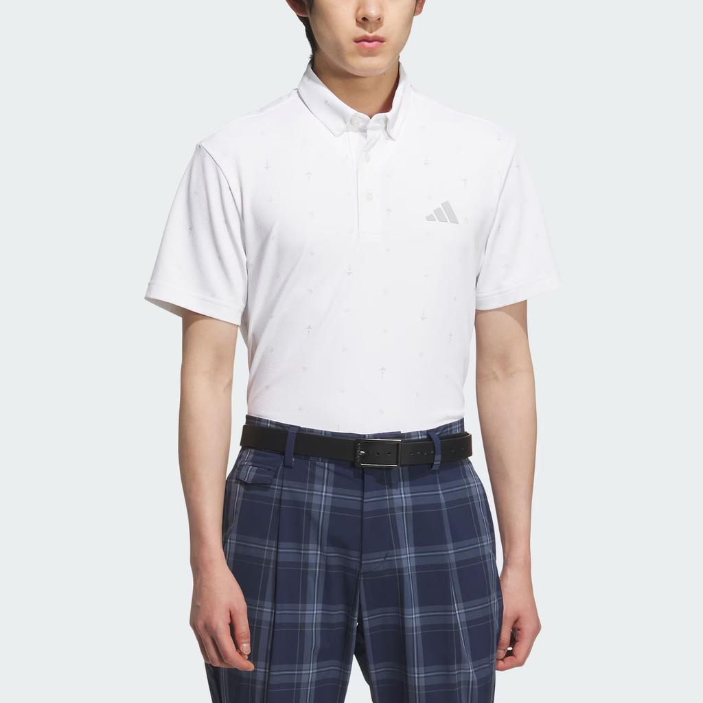 adidas Monogram Pg Logo Casual Sports Quick-Dry Pullover Polo Shirt Men Polo Shirts White JE7146