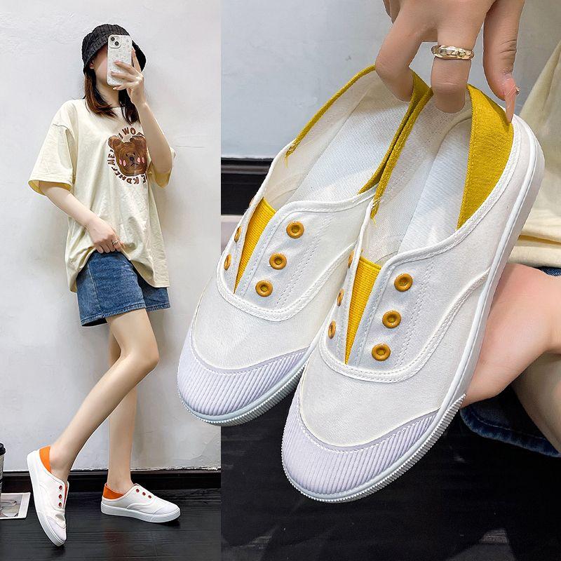 Summer Light Canvas Shoes for Women Casual Flat Slip On Woman Footwear New In Offers Fashion Trends 2025 Cheap Vulcanized Shoe