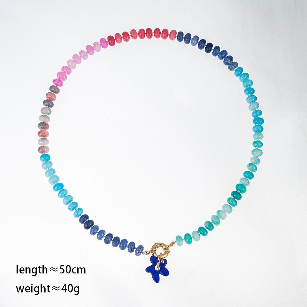 Handmade Flower Pendant Colored Beaded Neck Chain Ladies Beach Dopamine Necklace