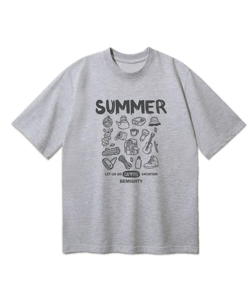 BEMIGHTY Summer Camp Oversized Short Sleeve T-Shirt [Oatmeal] (A Type)