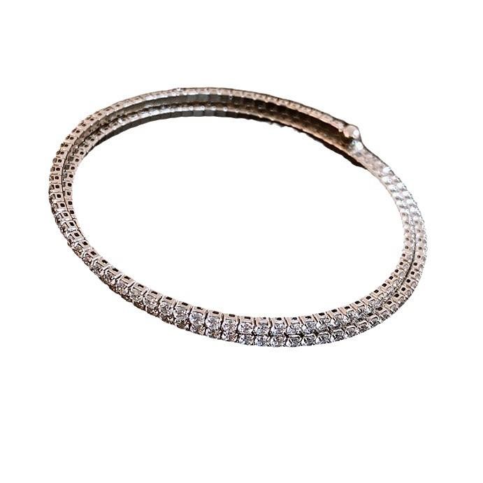 Adjustable Zircon Stone Bangle Bracelet With Geometric Design For Women Fashion Accessories