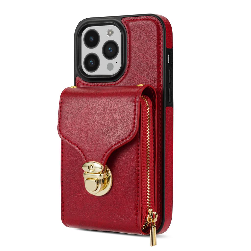 Suitable for Samsung A54 Zipper Crossbody Cable Mobile Case Wallet Bracket Multi Card Full Covered Case A14 A53