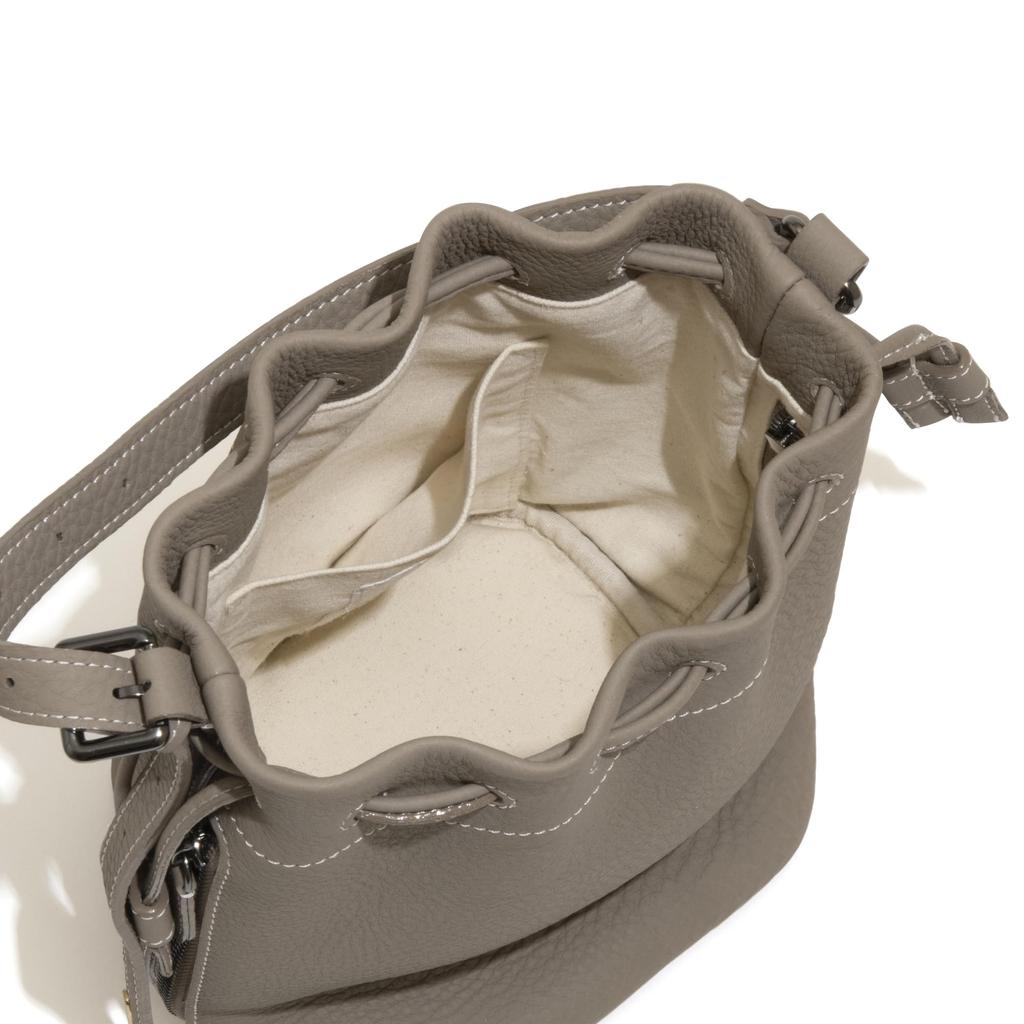 UNTRACK ECCO Tote Drawstring Taupe Bag, Leather, 2L, No. 60411, Men's,