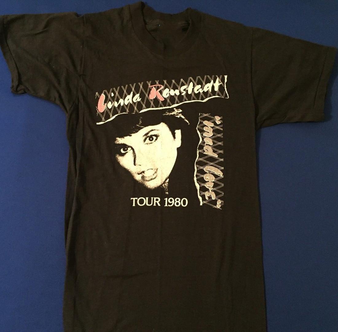 Linda Ronstadt RETRO 1980 tour T-shirt black Cotton 79 M