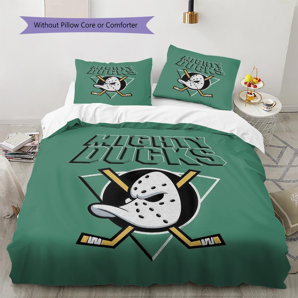 Anaheim Ducks Muster Bettwäsche Steppdecken-Set Heimdekoration Geschenk (1 Bettbezug + 2 Kissenbezüge (ohne Füllung))