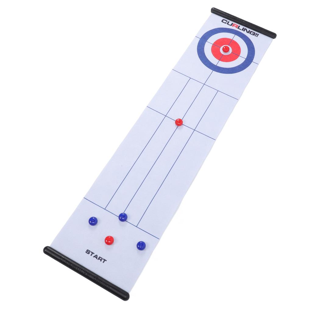Tabletop Curling Game Interactive Large Mat Compact Roll Up Curling Family Game for Home Outdoor Fun