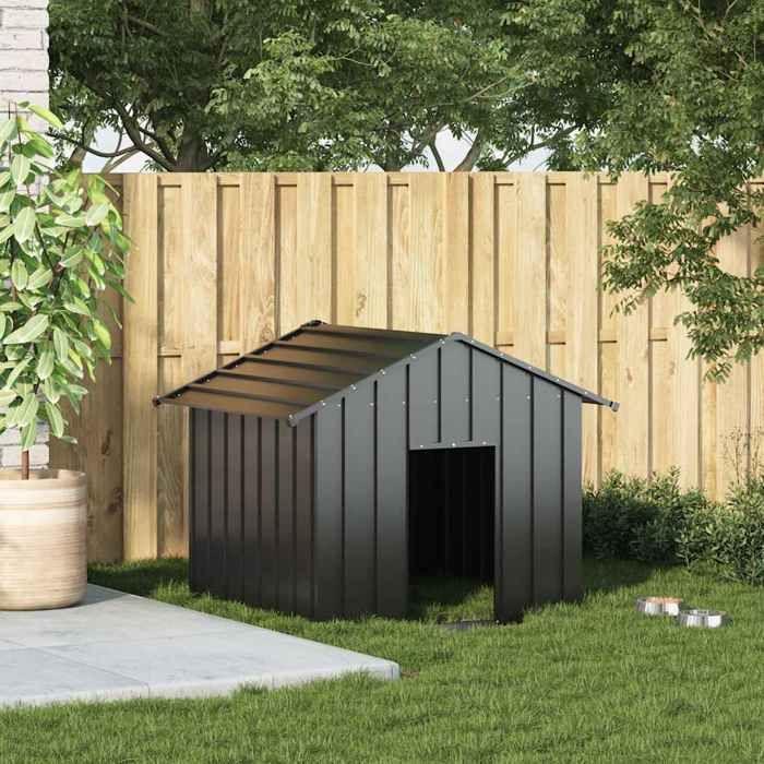 VidaXL Dog Niche with Black Roof 131x101x102 Cm Galvanized Steel, Dog Cage, Dog Shelter, Pet Cage for 4100917