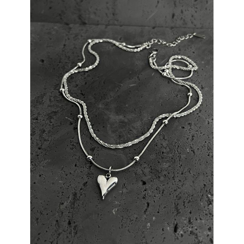 

Double-Layer Sparkling Heart Necklace Female Ins Hip Hop Niche Design Clavicle Chain Fashion Cold Wind Necklace Double Layer Sparkling Love Necklace