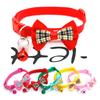 Pet Breakaway Cat Collar Bow Tie And Bell Cute Plaid Christmas Red Elastic Adjustable Dog Collar With Sash Small Bell For Cats
