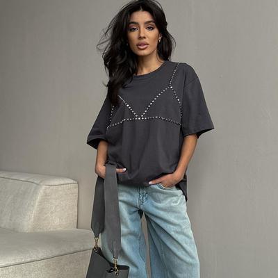 Round Neck Pullover T-shirt Women Spring Loose Fashion Casual Short-sleeved Top Models
