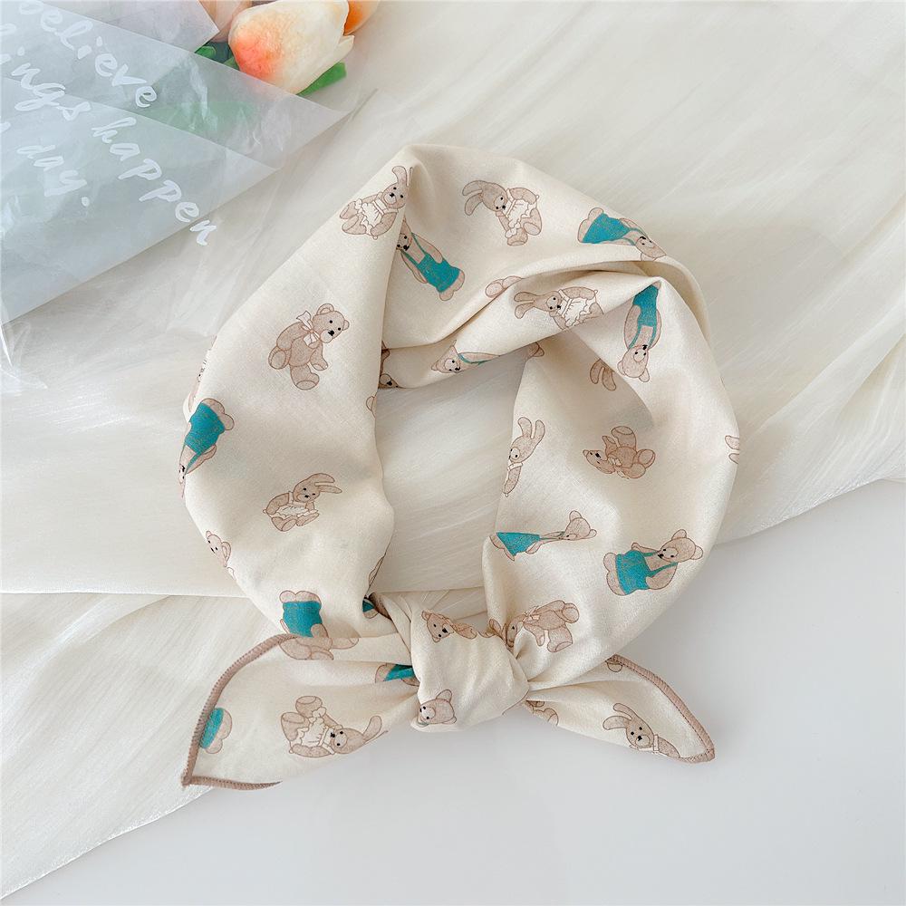 58 Cotton Linen Small Square Silk Scarf for Women - Spring/Autumn/Summer Korean Style Headband & Decorative Scarf