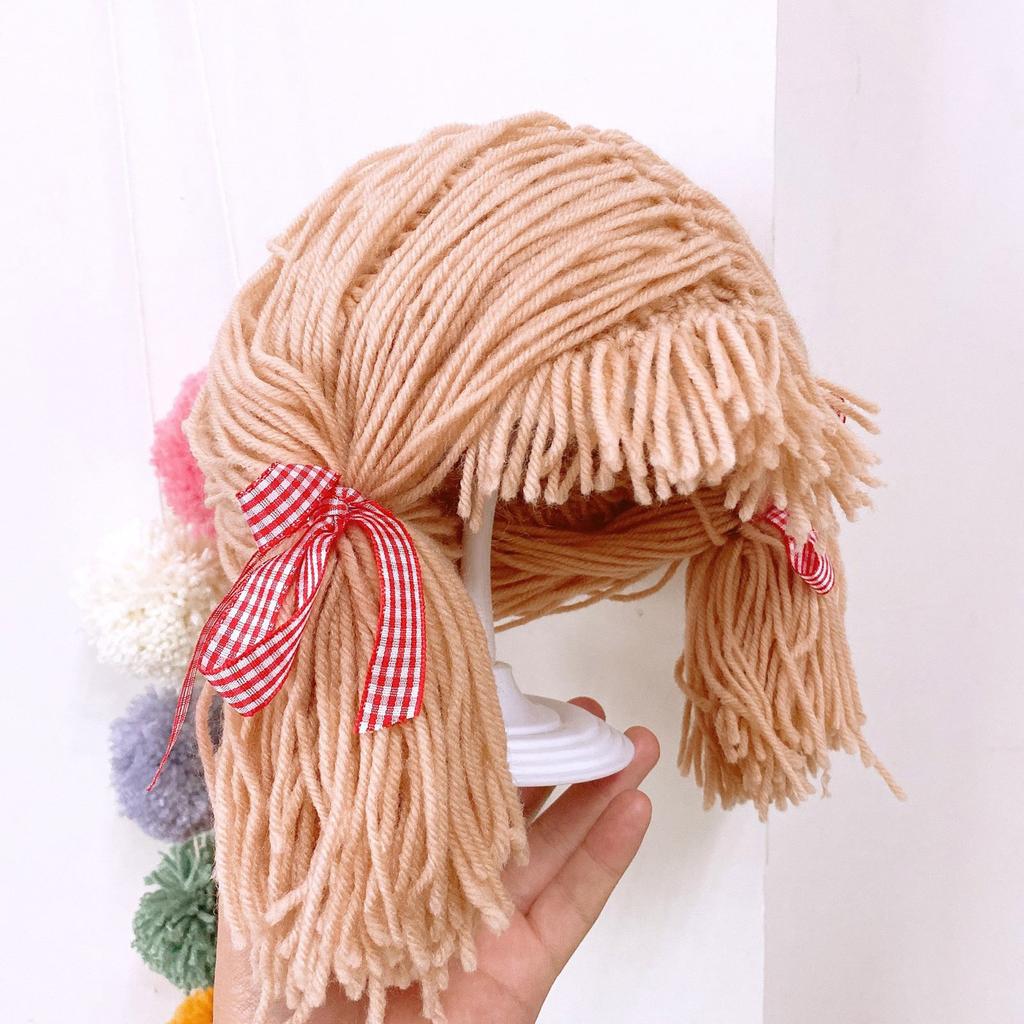 Perucă artizanală pentru copii, cu breton, pentru iarnă, căldură și farmec, partea centrală a împletiturii, pălărie, caschetă, cosplay, pălării