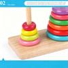 Wooden Tower of Hanoi Rainbow Stacking Toy Kids Color Recognition Sorting Ring Matching Block Early Educational Puzzle GiftMX003
