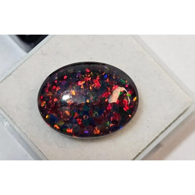 Natural Australian Black Fire Opal Oval Cabochon 6-7 Ct Fabulous Loose Gemstone