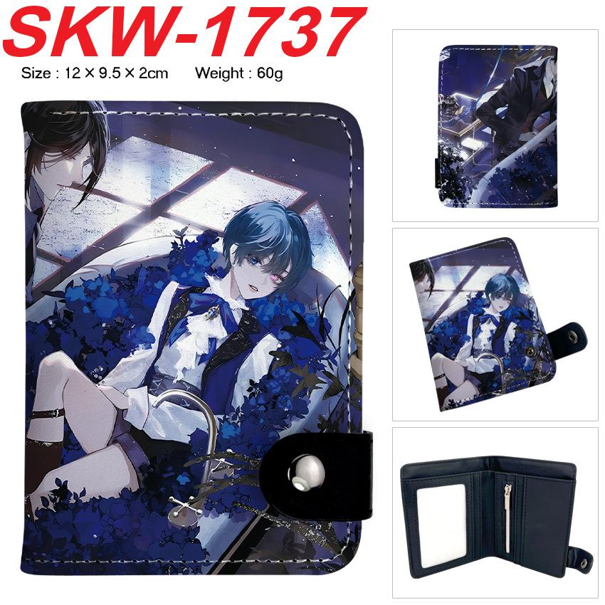 Black Butler Anime Vertical Snap Wallet Bi-Fold Card Holder Unisex Small Coin Purse
