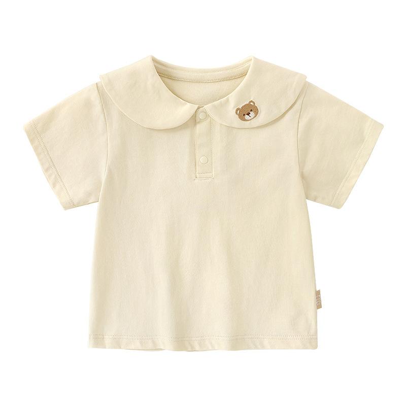 

Детская одежда. Футболка с короткими рукавами и кукольным воротником. Летняя одежда для детей. Рубашки с половиной рукавов для мальчиков и девочек. Модные топы. 120cm