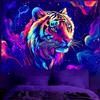 BVBOX Blacklight Animal Wolf Tapestry  Iridescent Mountain Top Wolf Tapestry Glow In The Dark, UV Reactive Black Light U