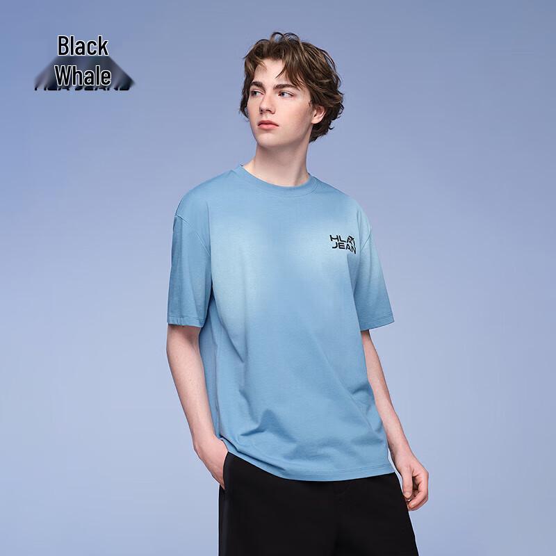 HLA Black Whale Men s Letter Print Short-Sleeve T-Shirt S