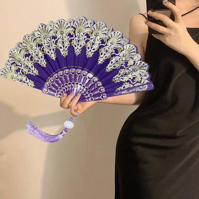 Ventaglio pieghevole in stile cinese con nappa Ventilatore portatile estivo tenuto in mano Performance di danza Puntelli per foto Accessori per costumi da festa Regalo