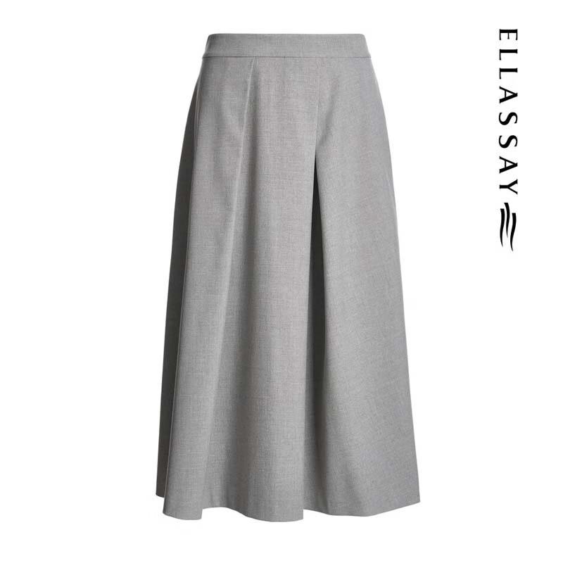 ELLASSAY High-Waist Pleated Asymmetric Midi Skirt