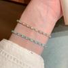 Elegant Silver Sea Blue Zircon Beaded Bracelet for Women - 2026 Niche Design Hand Jewelry