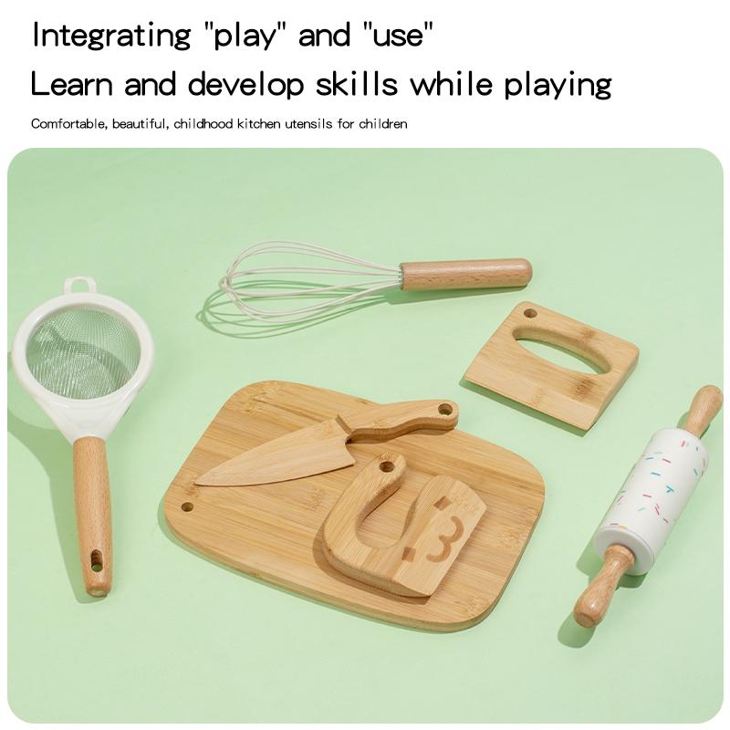 Holz Kinder Sicheres Messer und Kinder Backset Kleinkind Montessori Küchenwerkzeuge Kochen und Backen für Kinder Kleine Köche Geschenk